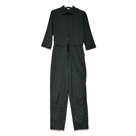 Hush Jacquard Leopard Jumpsuit Green Animal Print 70’s Retro Disco US 12 UK 10 - Picture 3 of 15
